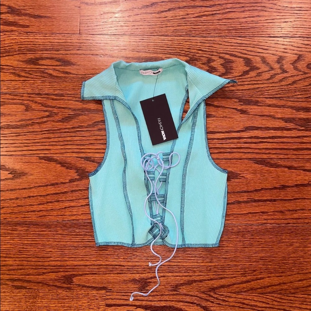 FASHION NOVA | Mint Lace Up Top